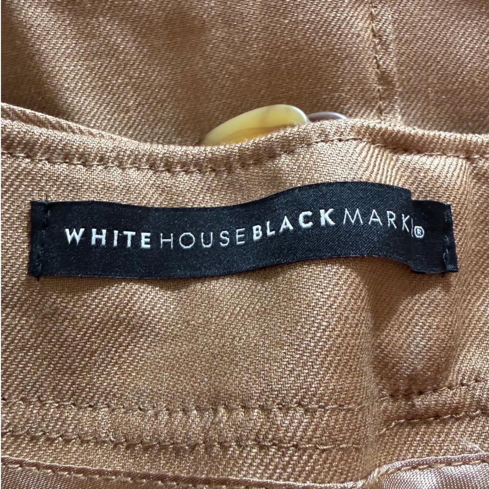 WHITE HOUSE BLACK MARKET Brown Linen Blend Wrap Skort Tortoise D-Ring Belted  S - Picture 8 of 8